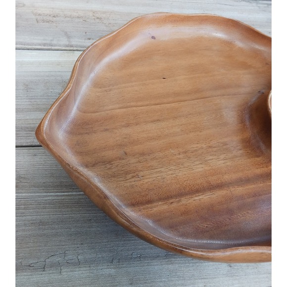 Wooden Monkey Pod Hawaii Chip and Dip Leap Serving Tray, Vintage MCM - Picture 2 of 10